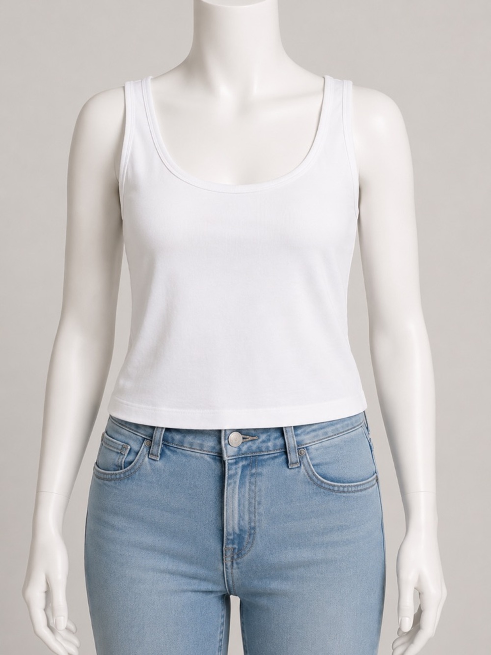 Hippie Rose Women's White Scoop Neck Ribbed Tank